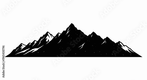 Silhouette of sharp, jagged mountain peaks in stark black and white contrast