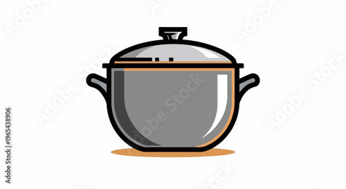 Simple icon of a covered cooking pot with handles, isolated on white
