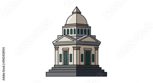 Classical Government Building Facade with Dome and Columns