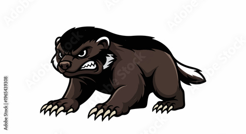 Fierce badger-like creature with dark fur, sharp claws, and an angry expression