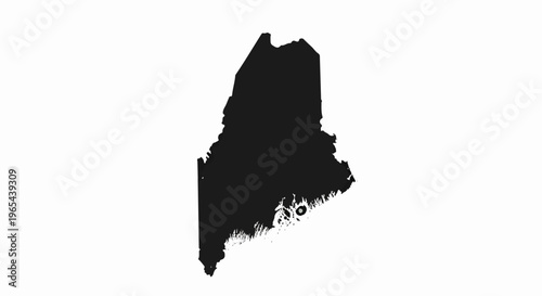 Silhouette of the state of Maine with a small circular marker on its coast