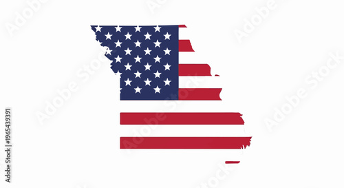 Silhouette of a US state filled with the American flag design