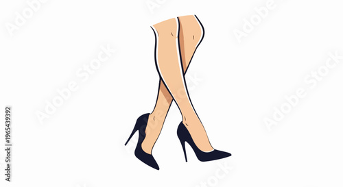 Stylized female legs in high heels, elegant pose