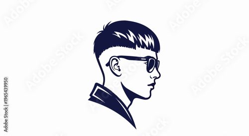 Stylized profile of a young person with trendy haircut and glasses