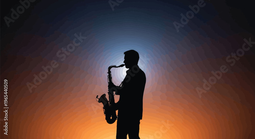 Saxophonist silhouette, musician playing saxophone, music performance, jazz instrument