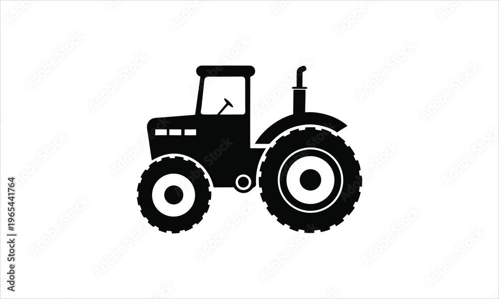 Obraz premium Tractor On Field Curved Lines
