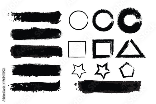 Geometric shapes with brush strokes