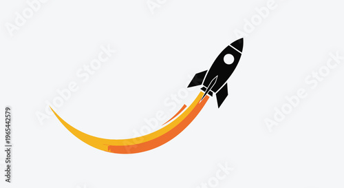Rocket ship, launch icon, space travel, speed symbol, vector graphic