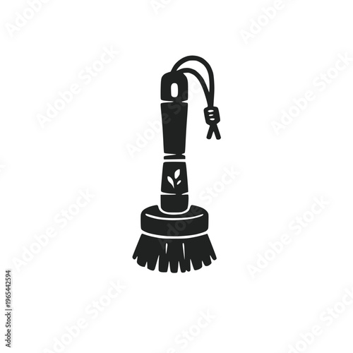 Bamboo brush icon for eco cleaning and sustainable household symbol