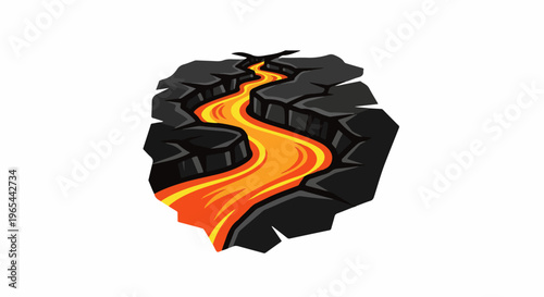 Cracked earth with molten lava flowing through
