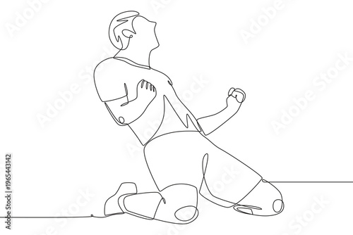 Goal celebration concept one-line drawing