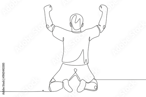 Goal celebration concept one-line drawing