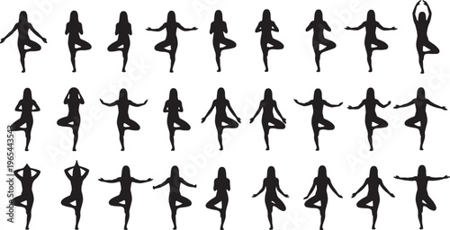 yoga poses sequence in flat design vector illustration for fitness training