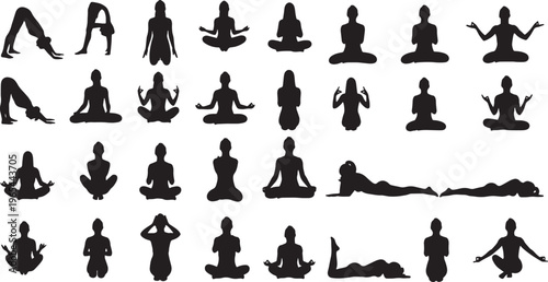 yoga poses sequence flat design vector illustration for fitness and wellness