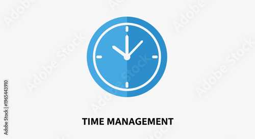 A clock displays time management on a simple background for business