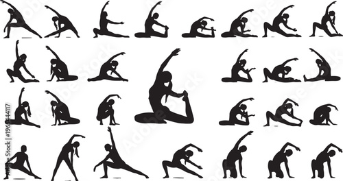 yoga poses sequence flat design vector illustration set for fitness and wellness