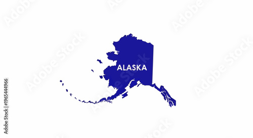 Dark blue outline map of Alaska with "ALASKA" text