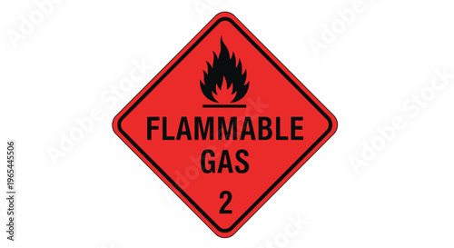 A warning sign displays a flammable gas symbol in a hazardous environment.