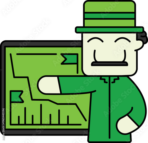Lucky leprechaun presenting sales strategy brainstorm