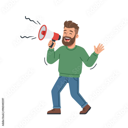 vector someone giving notification with megaphone 006