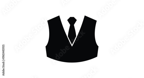 A stark black silhouette depicts a man s vest and tie embodying formal business attire silhouette high quality