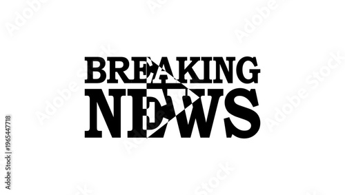 Breaking news minimalist symbol, black isolated silhouette