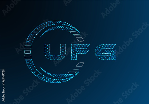 UFG low poly letter logo vector design. UFG lower poly logo design. Low poly logo.