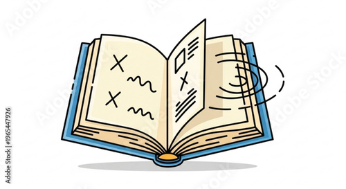 Open book with scribbled notes and messy handwriting on pages education concept