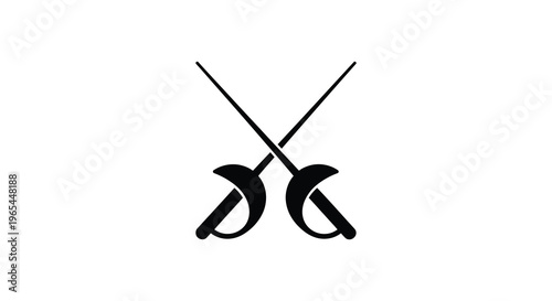A striking black depiction of two crossed fencing swords with ornate hilts a bold silhouette high quality professional
