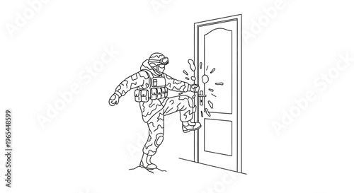 Soldier Kicking Open Door