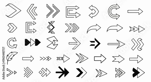 Diverse collection of hand-drawn arrows in various styles and directions