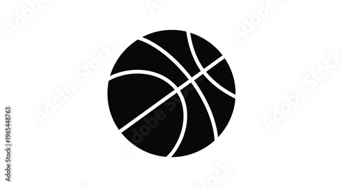 A striking black silhouette of a basketball with prominent panel lines and textural detail silhouette high quality professional
