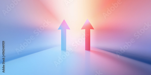 Soft background with call for up arrow, business concept scene