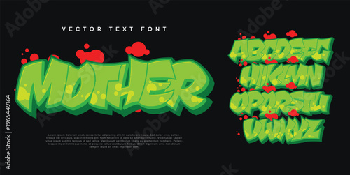 Mother Graffiti font. Capital letters, numbers and glyps alphabet.