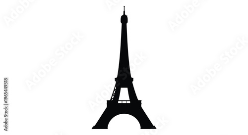 A striking black silhouette of the eiffel tower against a plain white background a recognizable landmark silhouette
