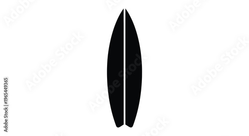 A stark black silhouette of a surfboard dominates the frame showcasing a classic design silhouette high quality professional
