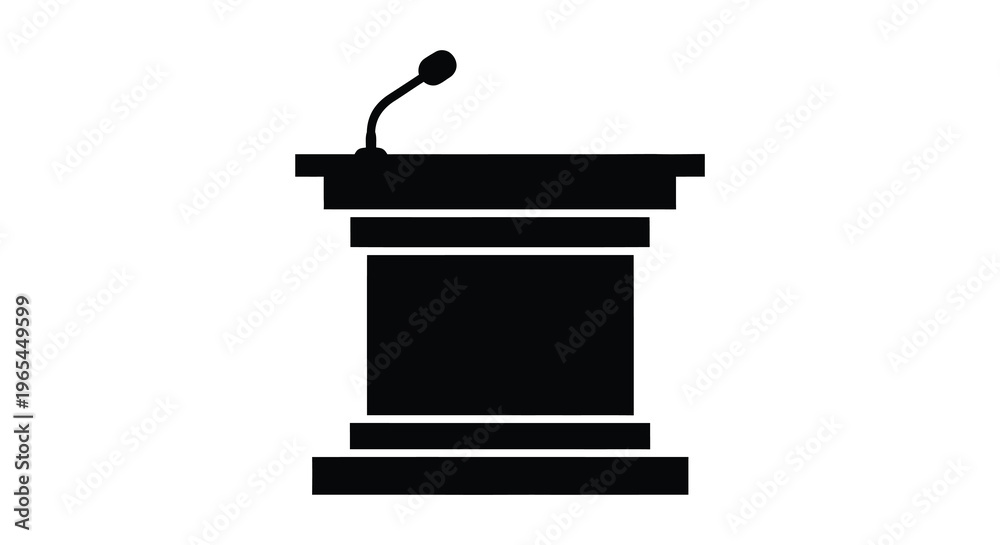 Fototapeta premium A minimalist depiction of a black podium with a microphone representing public speaking and presentations silhouette high quality