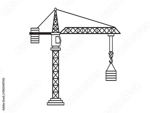 Construction crane with suspended load