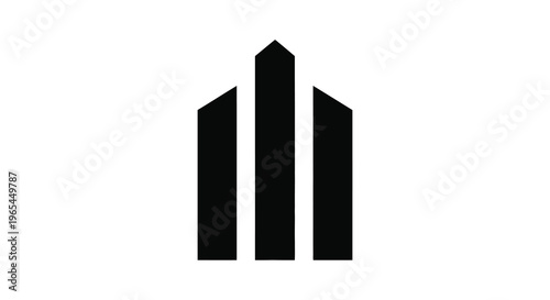 A minimalist depiction of three tall rectangular structures against a white backdrop a striking silhouette high quality professional