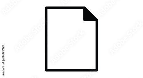 A stark black outline defines a rectangular white space resembling a folded paper corner silhouette high quality professional