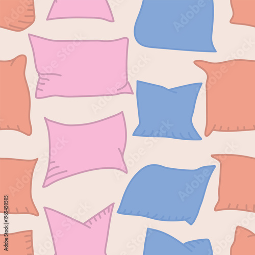 Seamless abstract pattern with bright pillows. Print for textile, wallpaper, covers, surface. Retro stylization. For fashion fabric.