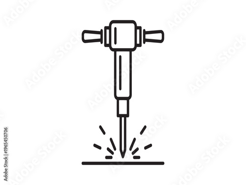 A rotary hammer drill in action on a solid surface