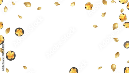 3D vector golden cherry blossoms (Sakura) and petals falling and floating around with a soft golden glow elegant Japanese aesthetic design perfect for premium brand identity lunar new year
