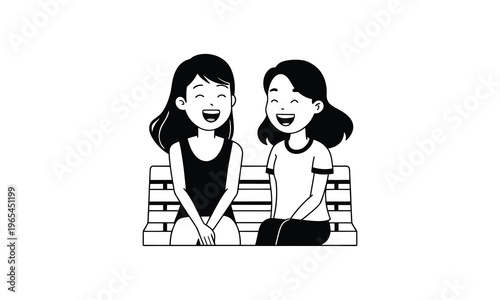 Happy Girls Friendship Cartoon