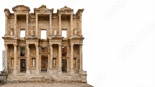 Celsus Library Facade in Ephesus, Turkey — Ancient Roman Ruins and Ornate Stone Architecture