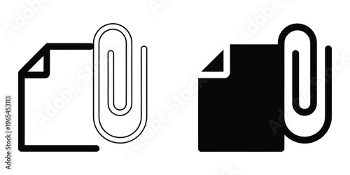 Paperclip icons on white background for document attachment symbol Vector illustration