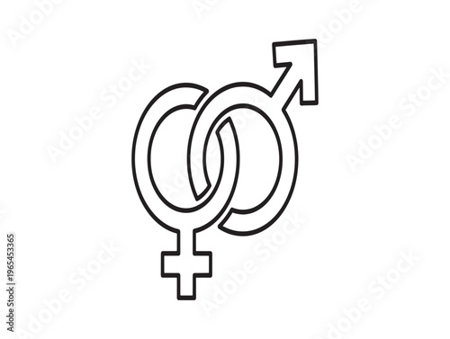 Interconnected gender symbols for male and female