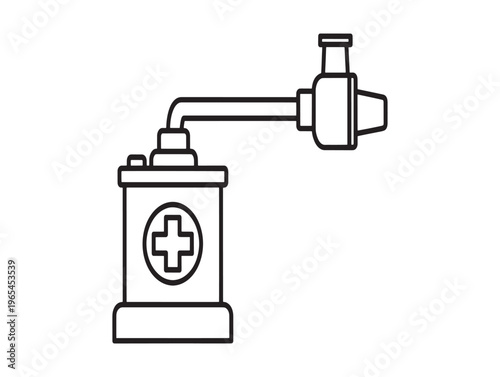 A medical oxygen tank with a regulator and flowmeter