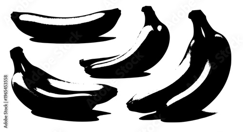 Green raw banana isolated on white background fresh fruit set