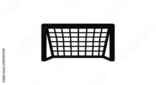 A stark black outline depicts a soccer goal with a net embodying the essence of the sport silhouette